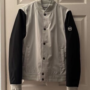 Michael Kors Men's Black and Cream Varsity Jacket